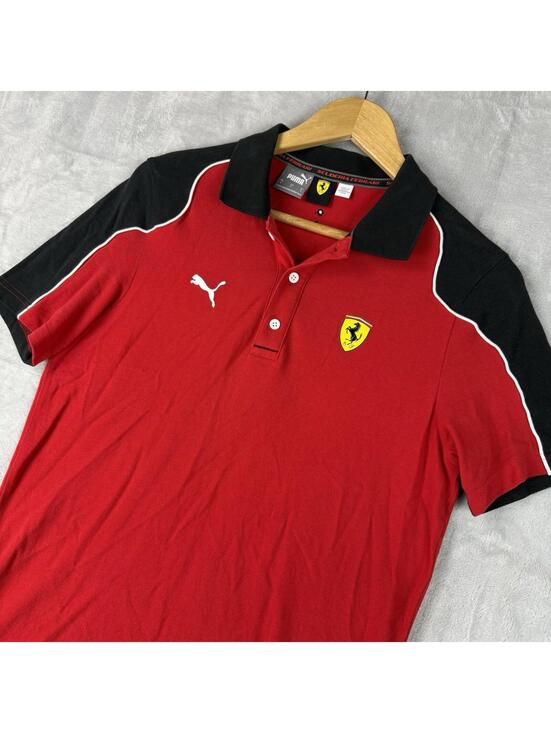 Puma Other - Puma Ferrari Scuderia Polo Shirt Red Black Men Small Motorsport Logo Preppy Auto